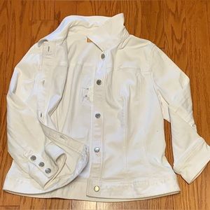 Women’s 14 Dana Buchman Flower Painted Rhinestone Jeweled White Denim Jacket